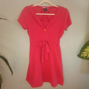 Oakley Tennis Prep Tie Me Up Berry Pink Red Drawstring Tie Waist V Neck Mini